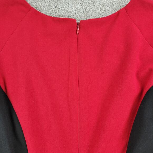 J Peterman Bodycon Dress Womens 2 Red Black Colorblock Cocktail Party - Picture 12 of 12